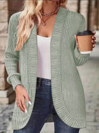 Damen Strickjacke im lässigen Longline-Stil mit modernen Rippendetails