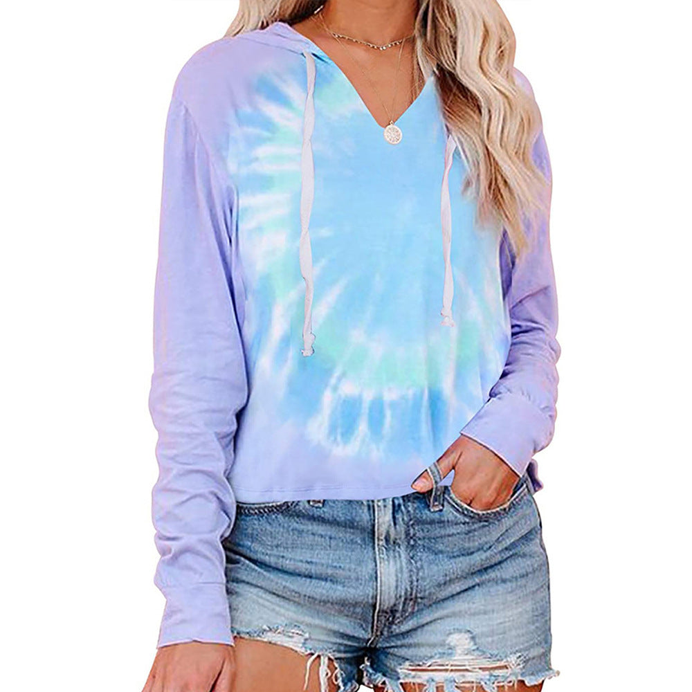 Damen lässiger Kapuzenpullover im modischen Tie-Dye-Design R&B