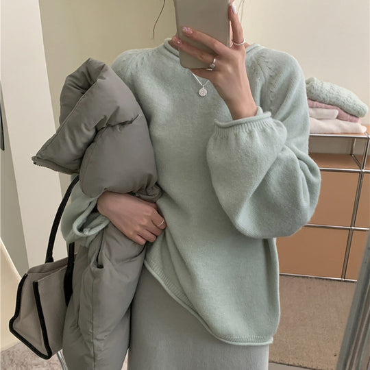 Damen Lässiger Pullover mit voluminösen Ärmeln und weichem Material R&B