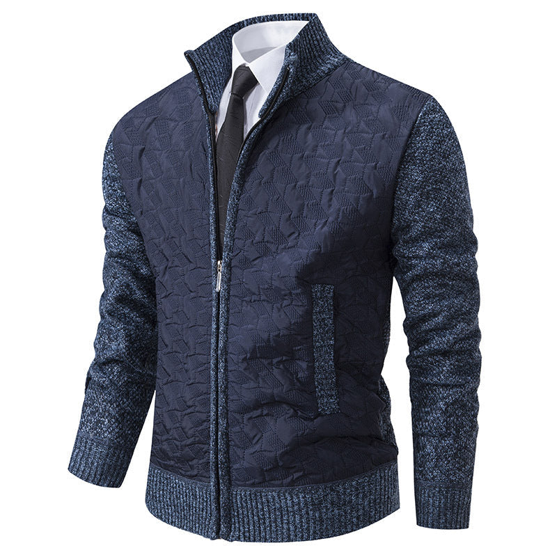 Herren stylische Steppjacke mit strukturiertem Obermaterial und hohem Kragen R&B