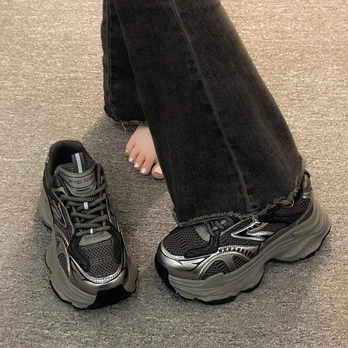 Damen Trendige Chunky Sneakers mit atmungsaktivem Mesh und starker Dämpfung R&B