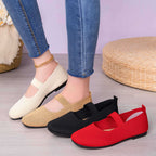 Damen Flexibele Strick Ballerinas mit verstellbarem Riemen R&B