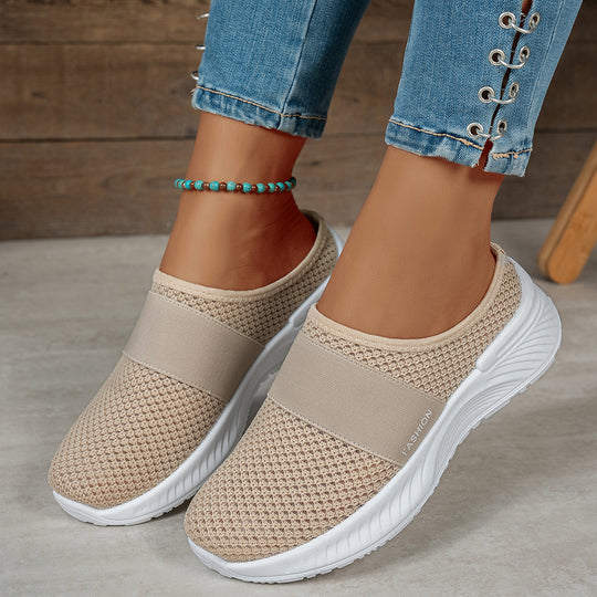 Damen Bequeme Slip-On Freizeitschuhe mit elastischem Riemen R&B