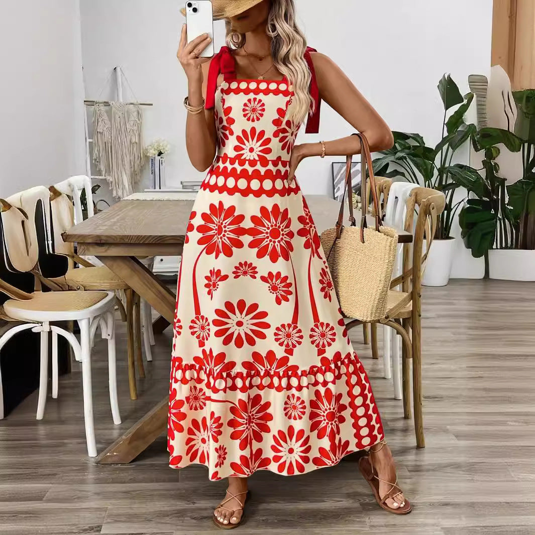 Damen Elegantes Maxikleid mit Blumenmuster und charmanten Trägern R&B