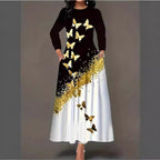 Damen Maxikleid mit elegantem Schmetterlingsdesign und funkelnden Akzenten