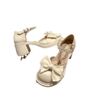 Damen Elegante Absatzschuhe mit dekorativen Perlen und Schleifen-Design