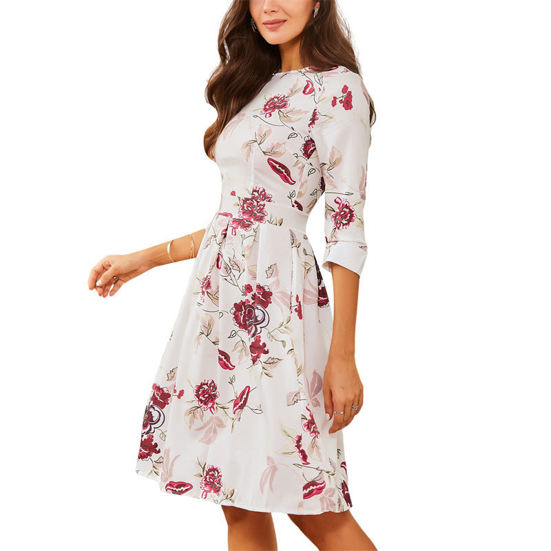 Damen Midi-Kleid mit floralem Design und praktischen Taschen R&B