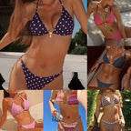 Damen Triangel-Bikini mit modischem Punktedesign und goldener Verschlussdetails R&B