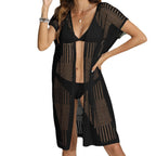 Damen luftiger Häkel-Strandüberwurf mit transparentem Design R&B