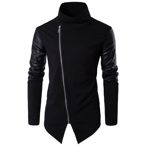Herren Modische Jacke mit asymmetrischem Reißverschluss und kontrastierenden Ärmeln R&B