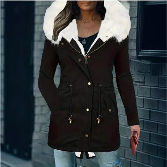 Damen gefütterte Winterjacke mit abnehmbarer Kapuze R&B