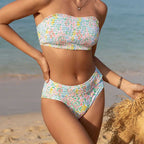 Damen Bandeau-Bikini mit floralen Details R&B