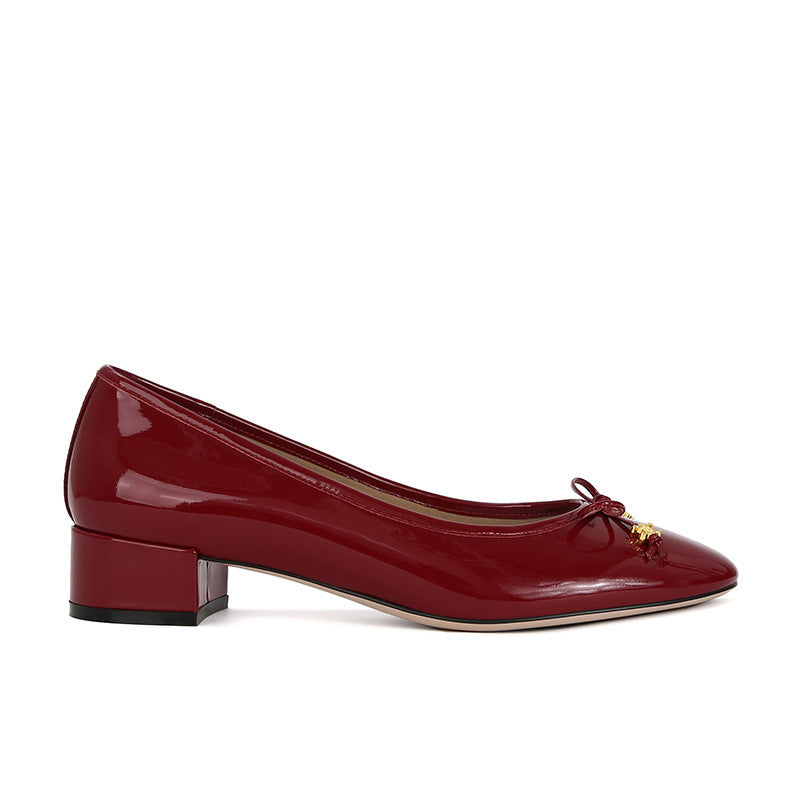 Damen Ballerinas mit feinem Schleifendetail und hochglänzender Oberfläche