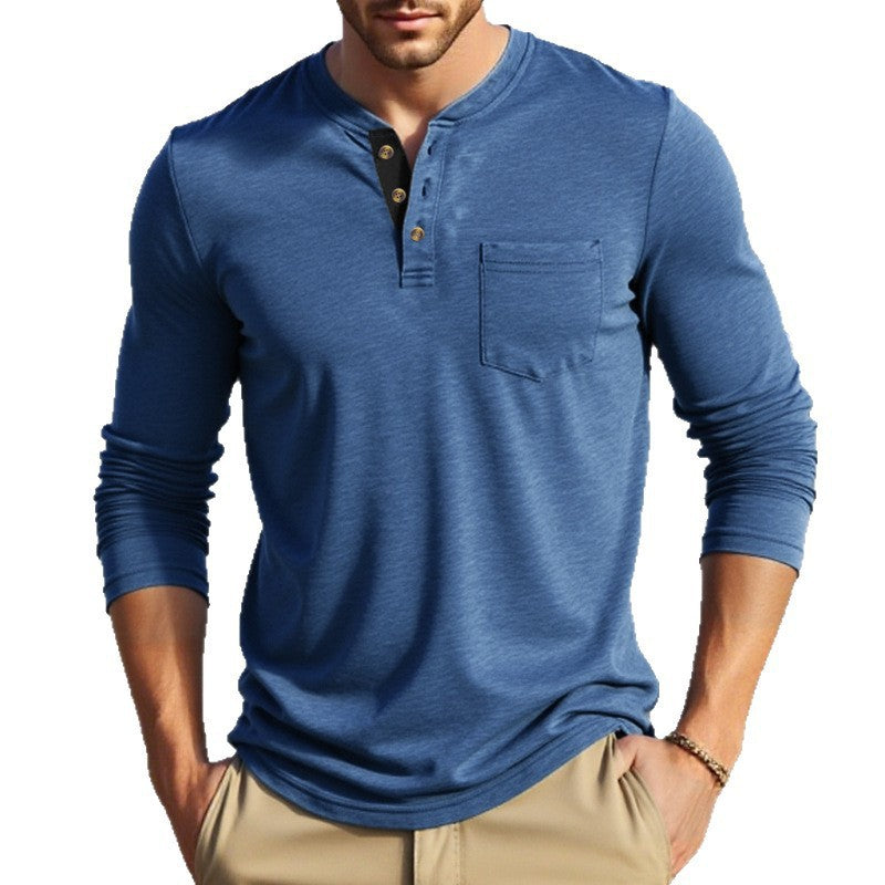 Herren Langarmshirt mit modischem Knopfdetail R&B
