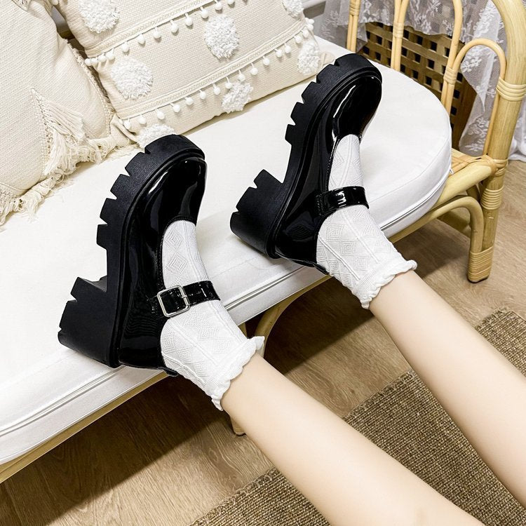 Damen Mary Jane Schuhe mit robustem Plateau und modischem Riemchen R&B