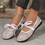 Damen Elegante Spitzenschuhe mit dekorativen Schleifen und funkelnden Akzenten R&B