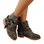 Damen modische Stiefeletten mit raffinierten Schnürdetails und elegantem Reißverschluss R&B