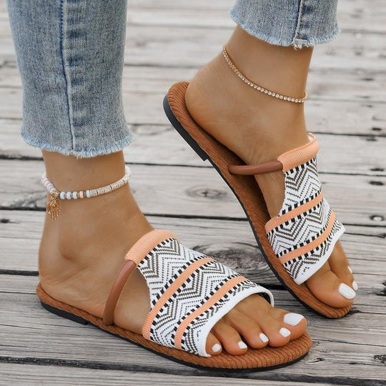 Damen modische Zehentrenner-Sandalen mit auffälligem Muster R&B