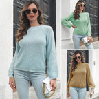 Damen lässiger Strickpullover mit weitem Arm R&B