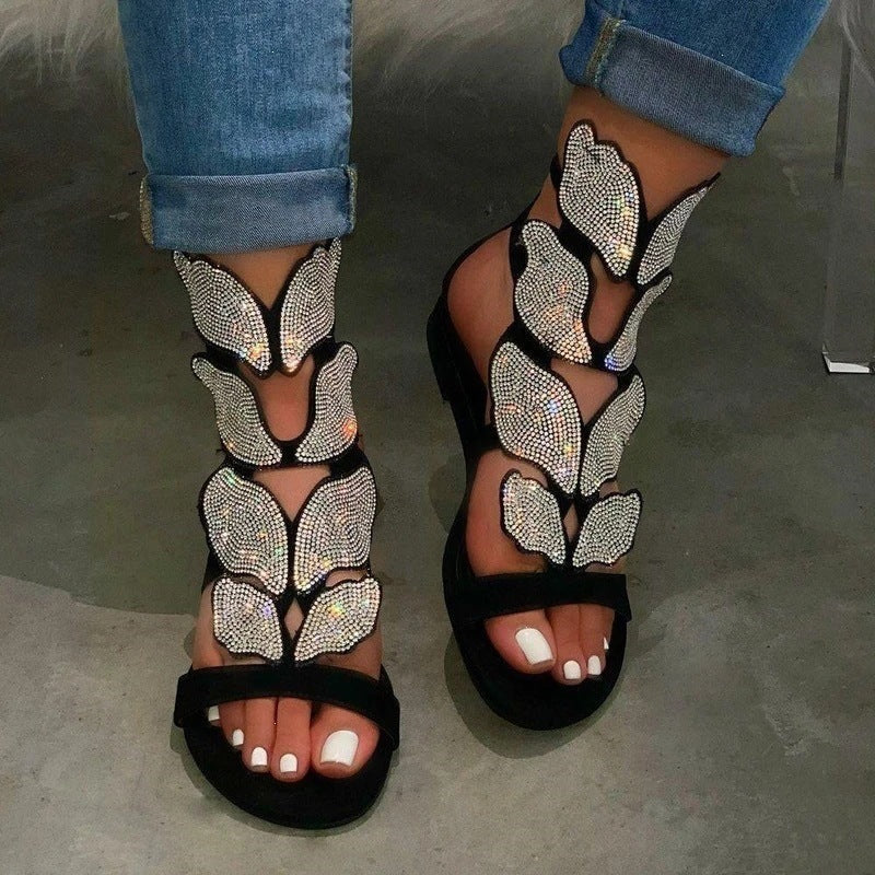 Damen Sandalen mit funkelnden Strass-Applikationen R&B
