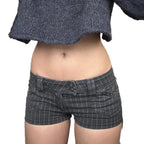 Damen Designer Denim-Shorts mit Streifenmuster und taillierter Passform R&B