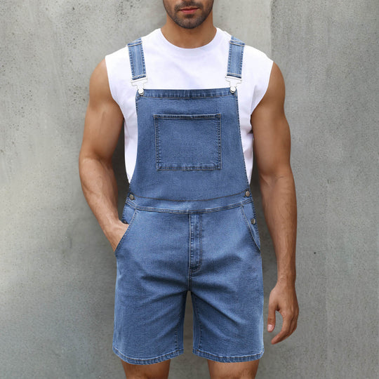 Herren Lässige Denim-Latzhose R&B