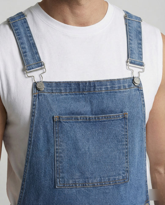 Herren Denim Latzshorts mit Taschen