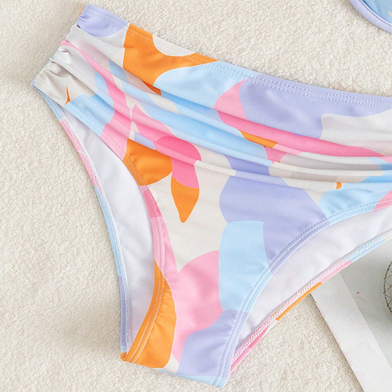 Damen Designer-Bikini mit asymmetrischem Oberteil und hohem Bund