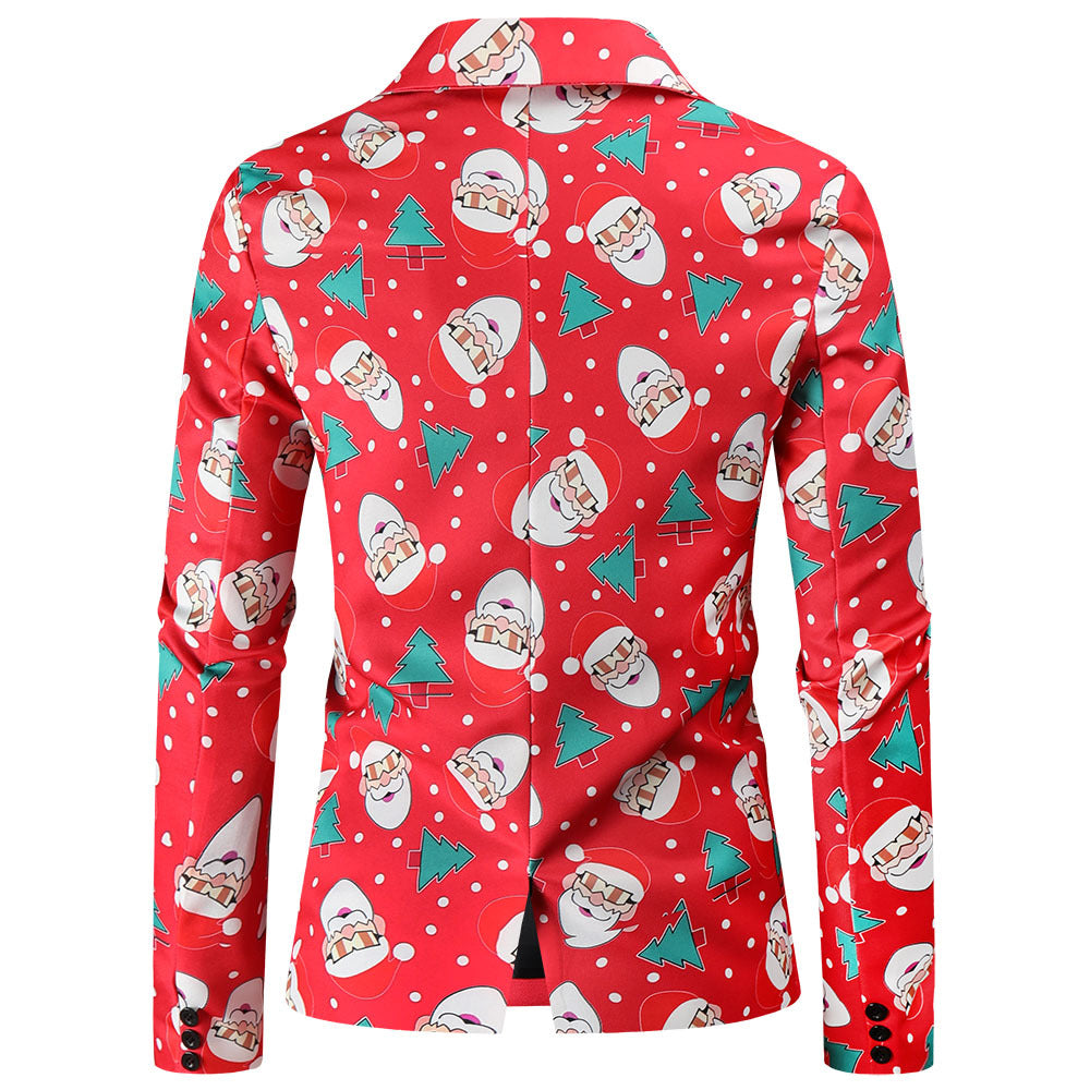 Herren festlicher Blazer mit fröhlichem Weihnachtsdesign R&B