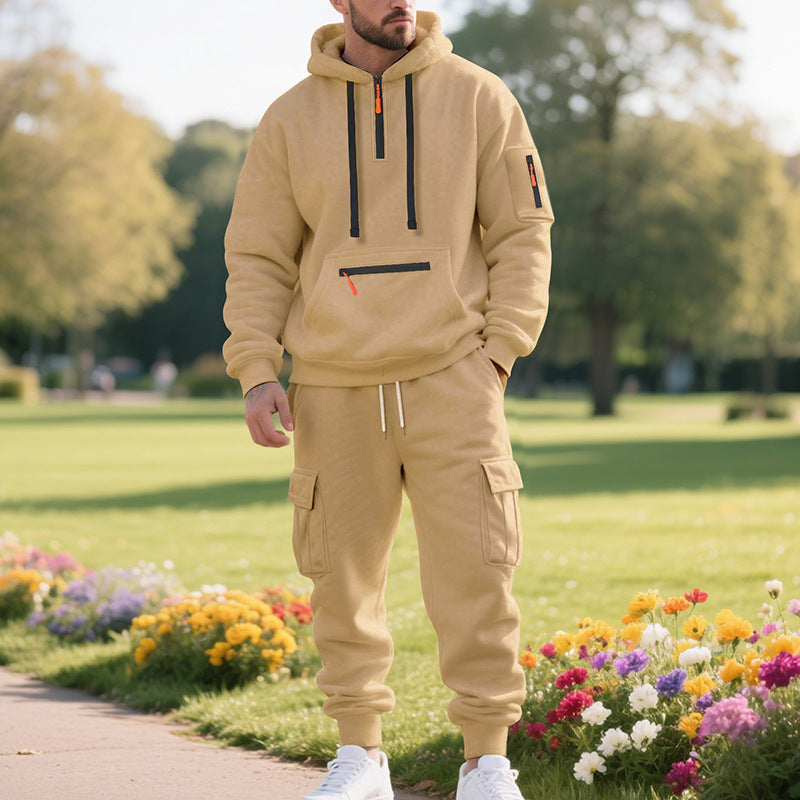 Herren sportliches Hoodie und Bundhose Set mit praktischen Taschen R&B