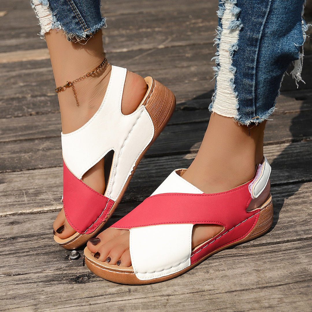 Damen Wedge-Pantoletten mit elegantem Kreuzriemen und rutschfester Sohle R&B