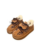 Damen Freizeit-Sneaker mit warmem Innenfutter und modischem Leopardenmuster