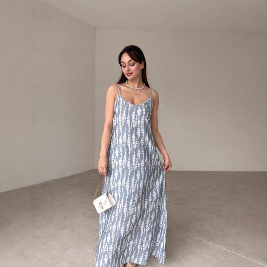 Damen Maxikleid mit feinem Blockstreifenmuster R&B