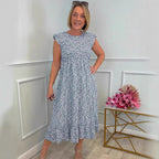 Damen luftiges Maxikleid mit Rüschen und floralem Design R&B