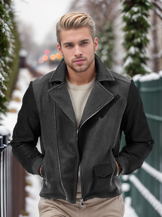 Herren modische Übergangsjacke mit kontrastierenden Ärmeln und praktischen Taschen R&B