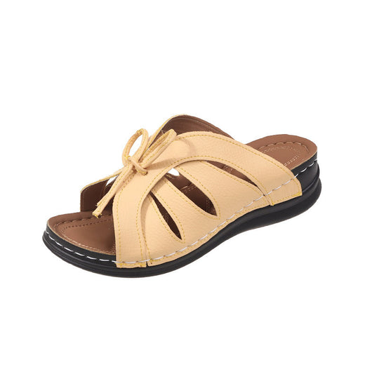 Damen Komfortable und modische Zehentrenner-Sandalen mit Schleifen-Design R&B