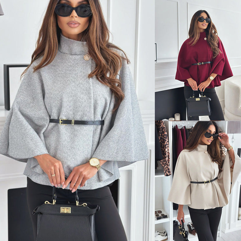 Damen modische Umhängejacke mit stylischem Gürteldetail R&B