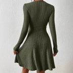 Damen Wickelkleid mit langen Ärmeln und gerippter Textur R&B