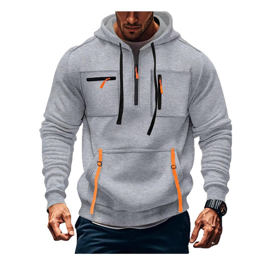 Herren modischer Kapuzenpullover mit funktionalen Reißverschlusstaschen R&B
