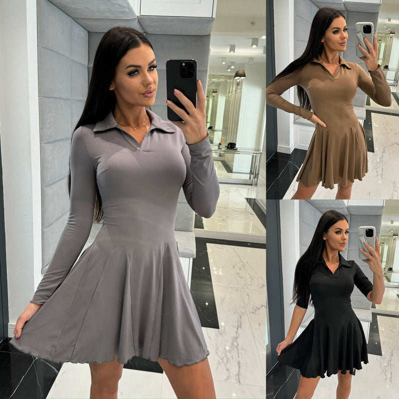 Damen Polo Kleid mit Schlagrock