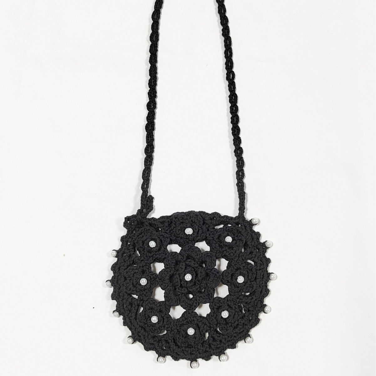 Damen handgefertigte Häkel-Handtasche mit Perlenschmuck R&B
