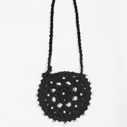 Damen handgefertigte Häkel-Handtasche mit Perlenschmuck R&B