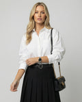 Elegante weiße Damen Bluse im schicken koreanischen Stil für Herbst