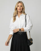 Elegante weiße Damen Bluse im schicken koreanischen Stil für Herbst