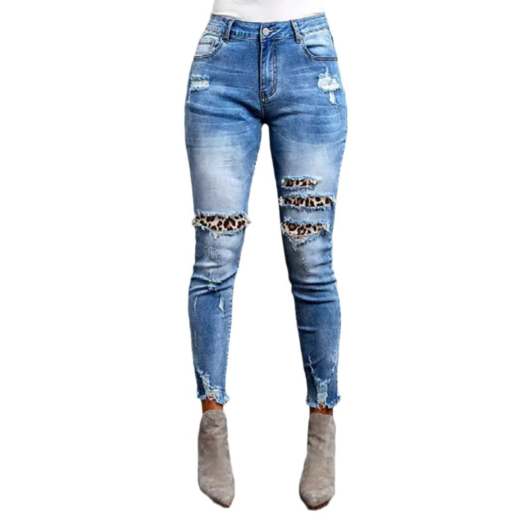 Damen Jeans im modernen Destroyed-Design mit aufregenden Tiermustern R&B