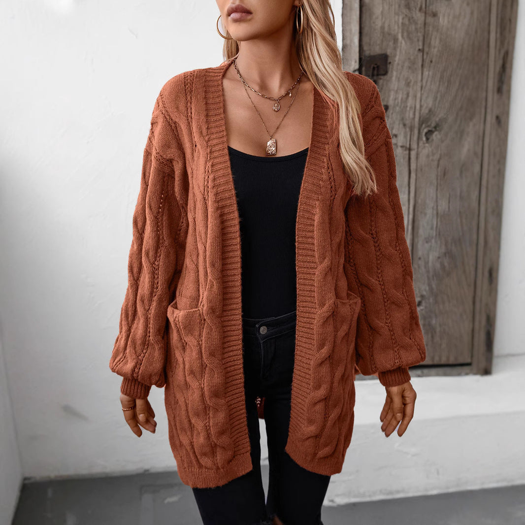 Damen Strickjacke mit V-Ausschnitt und praktischen Taschen R&B