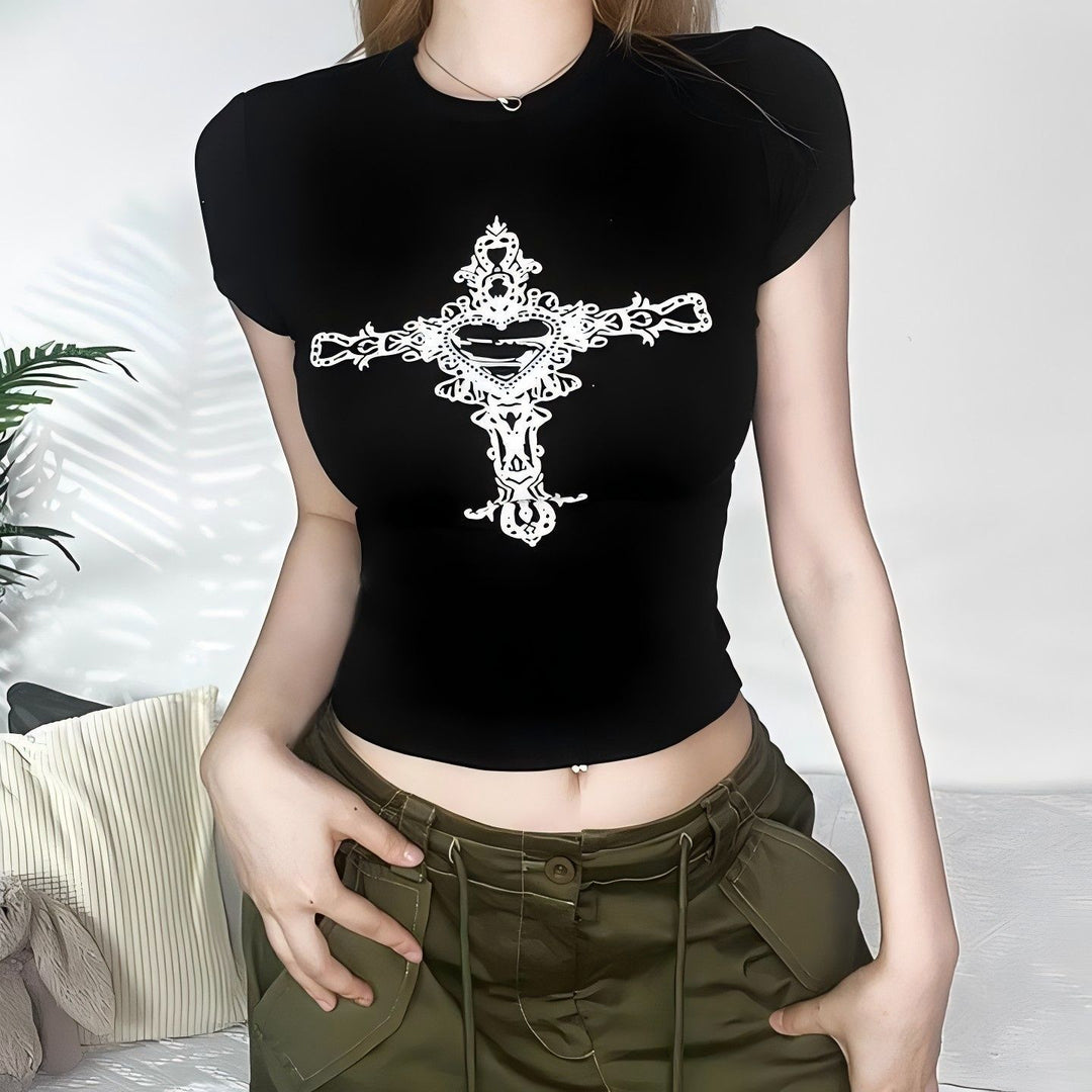 Damen Crop Top mit 90er Jahre Aufdruck R&B