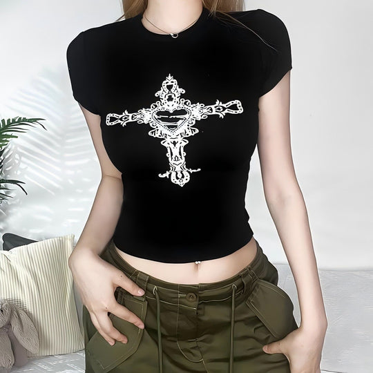 Damen Crop Top mit 90er Jahre Aufdruck R&B