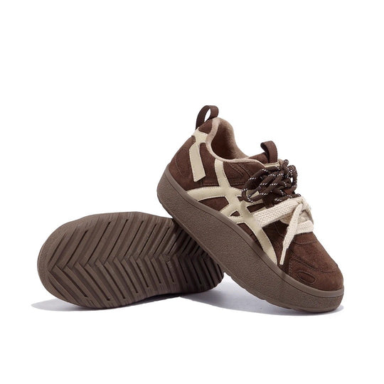 Damen Sportliche Sneakers mit hohem Plateau und modischem Schnürsystem R&B