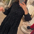Damen Kurzärmeliges Kleid mit Punkte-Muster und modischen Rüschendetails R&B